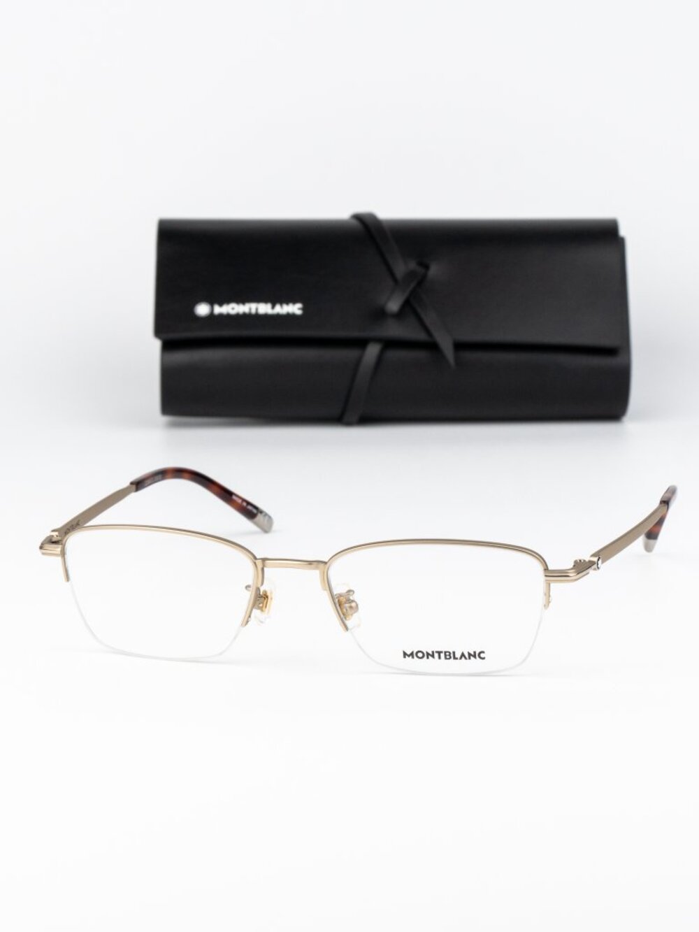Montblanc Men Eyeglasses Gold Rectangle MB0133O 003 NEW AUTHENTIC